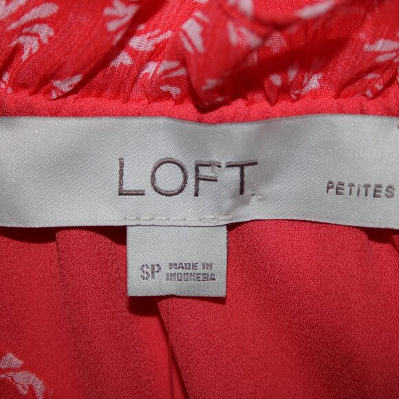 Loft Petites Sz SP Orange White Collared Lined 100% Polyester Top - Picture 9 of 14